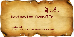 Maximovics Avenár névjegykártya